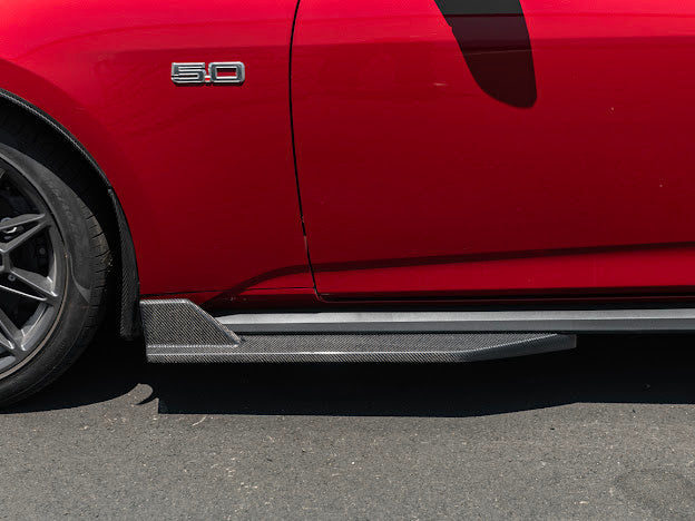 2024-UP FORD MUSTANG S650 | GT350R PERFORMANCE STYLE CARBON FIBER SIDE SKIRTS EXTENSION ROCKER PANELS GROUND EFFECTS